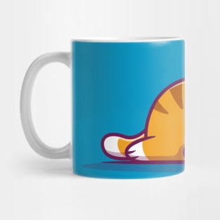 Cute Fat Cat Sleeping Cartoon Illustration Mug